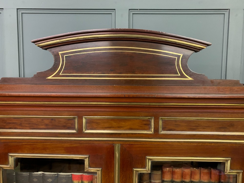 French Mahogany Brass Inlaid Bookcase View X