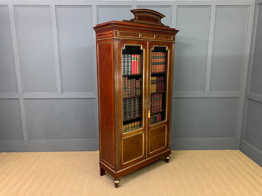 French Mahogany Brass Inlaid Bookcase View XV