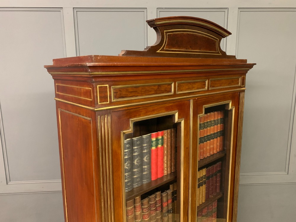French Mahogany Brass Inlaid Bookcase View XVI