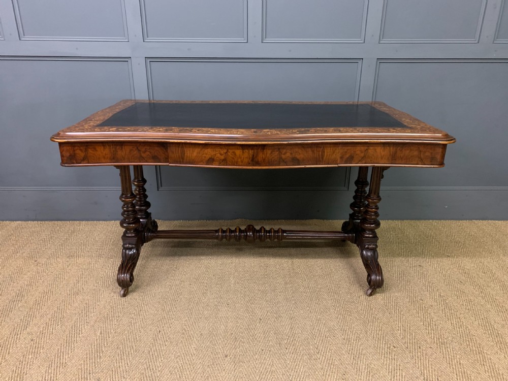 Victorian Floral Marquetry Burr Walnut Writing Table View III