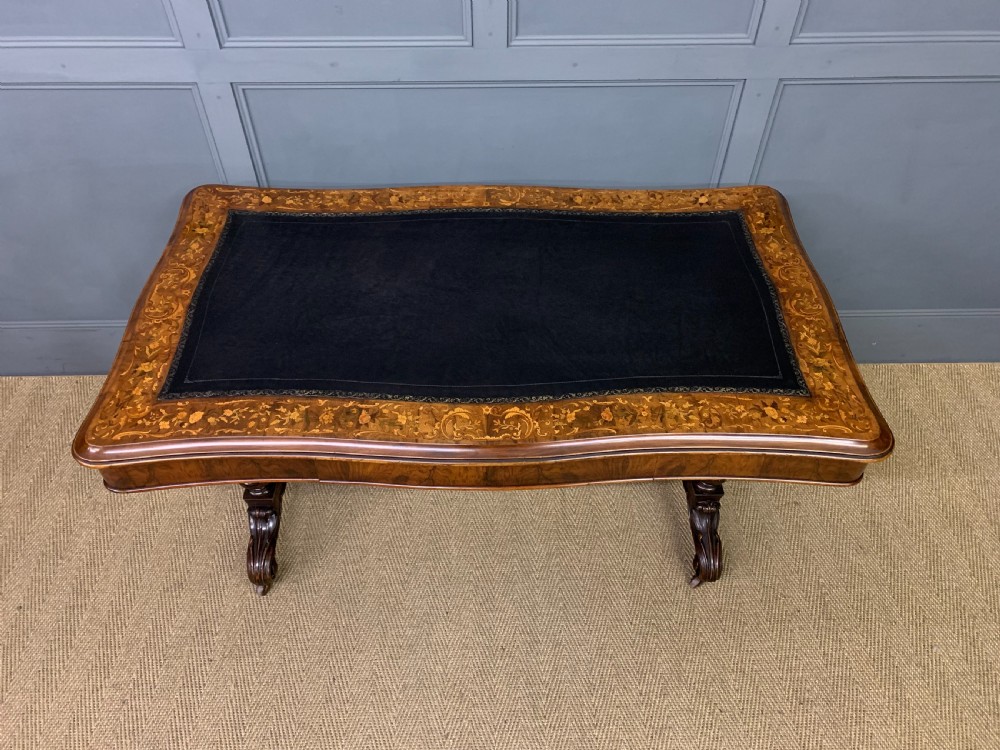 Victorian Floral Marquetry Burr Walnut Writing Table View IV