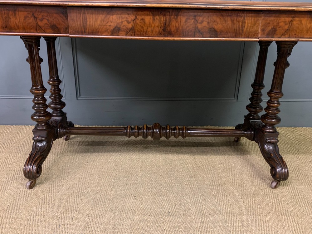 Victorian Floral Marquetry Burr Walnut Writing Table View VII