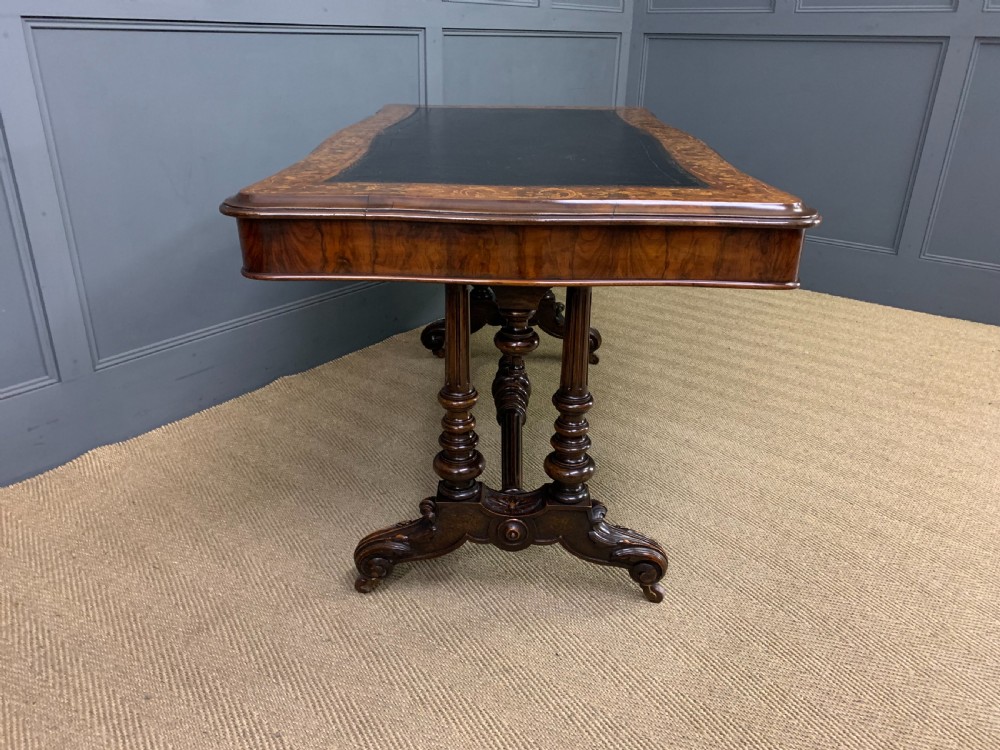Victorian Floral Marquetry Burr Walnut Writing Table View VIII
