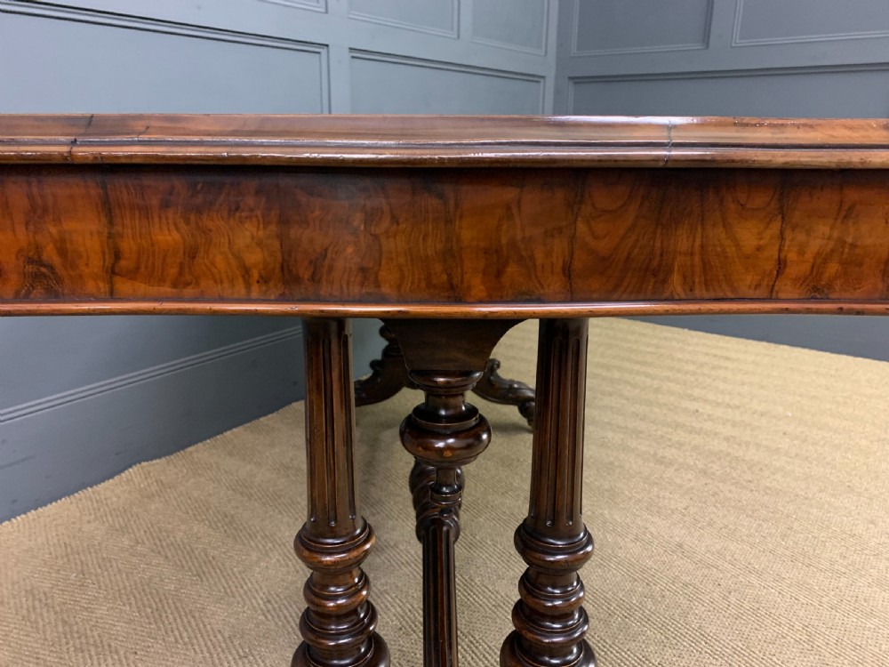 Victorian Floral Marquetry Burr Walnut Writing Table View X
