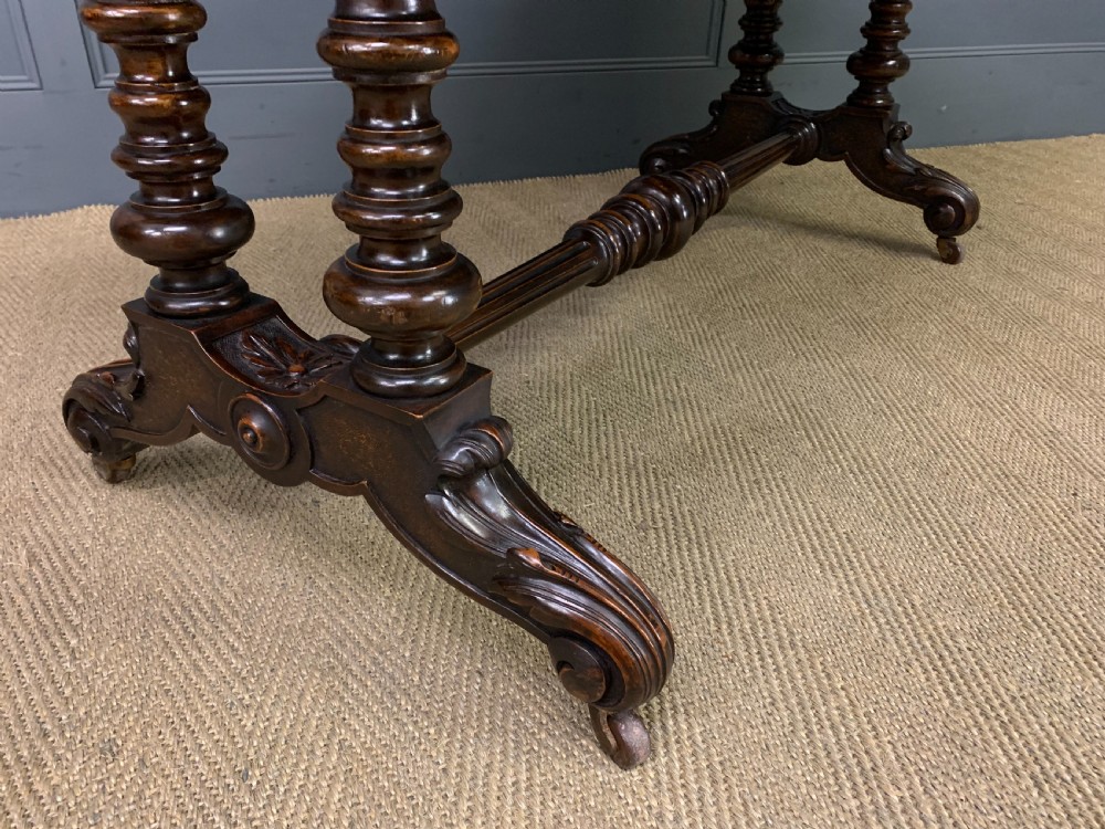 Victorian Floral Marquetry Burr Walnut Writing Table View XI