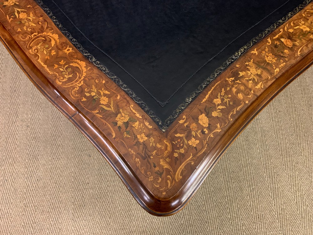 Victorian Floral Marquetry Burr Walnut Writing Table View XII