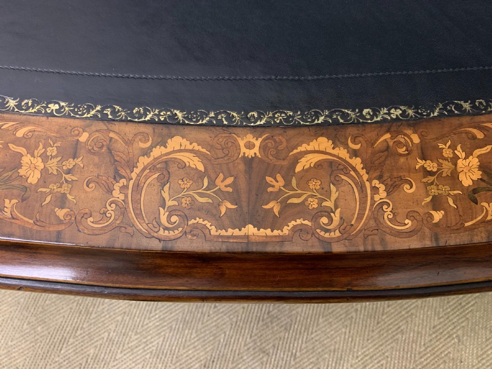 Victorian Floral Marquetry Burr Walnut Writing Table View XIII