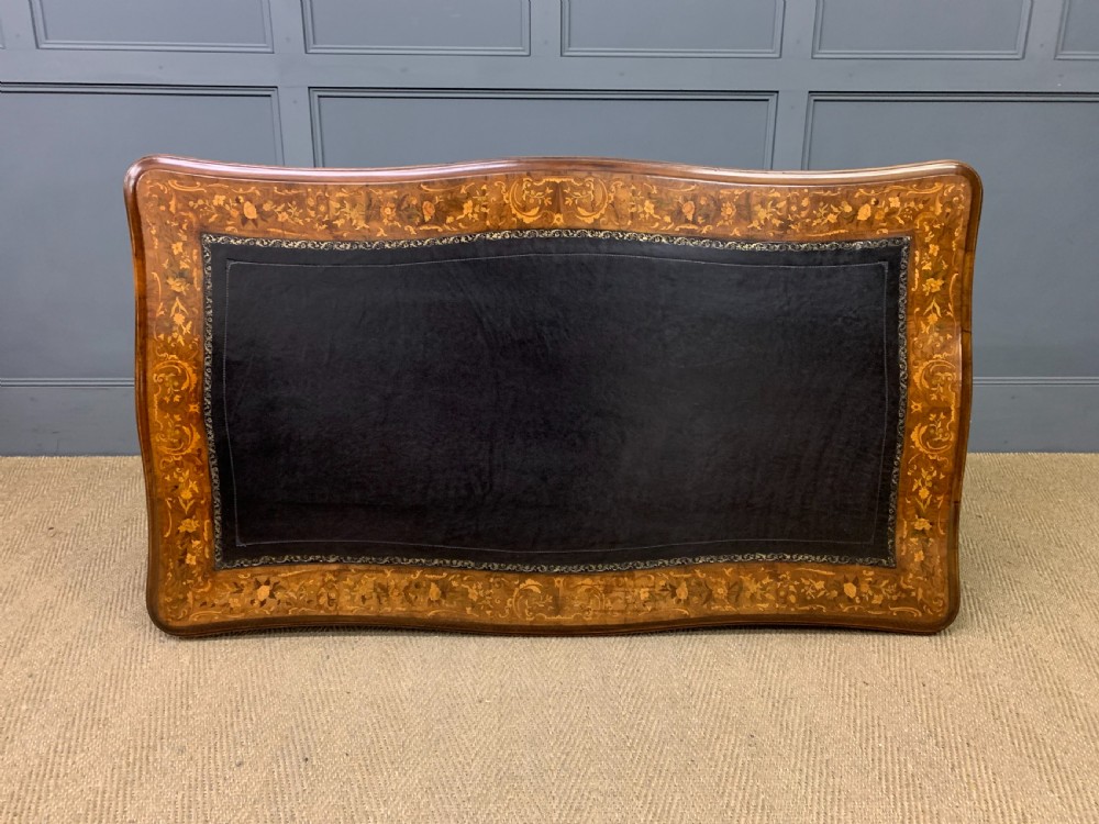 Victorian Floral Marquetry Burr Walnut Writing Table View XVIII