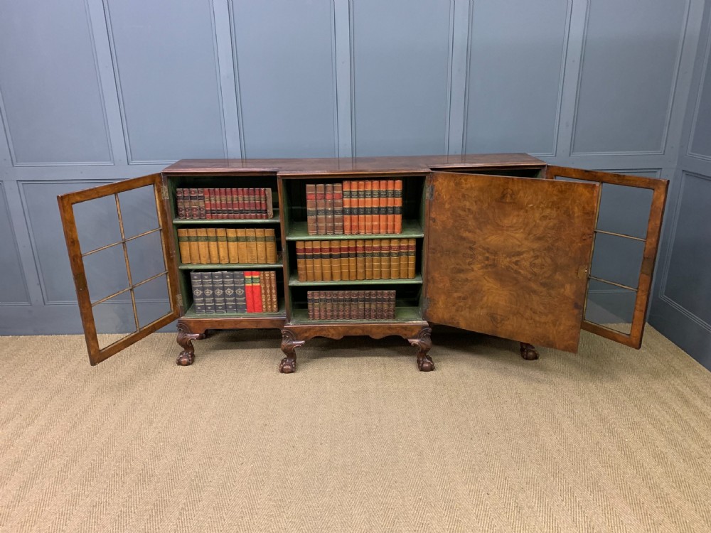 Burr Walnut Breakfront Bookcase View IV
