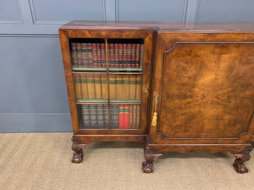 Burr Walnut Breakfront Bookcase View V