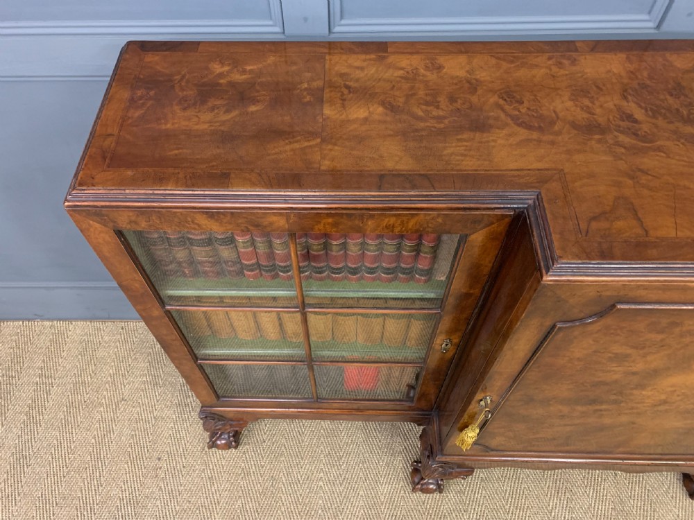 Burr Walnut Breakfront Bookcase View X