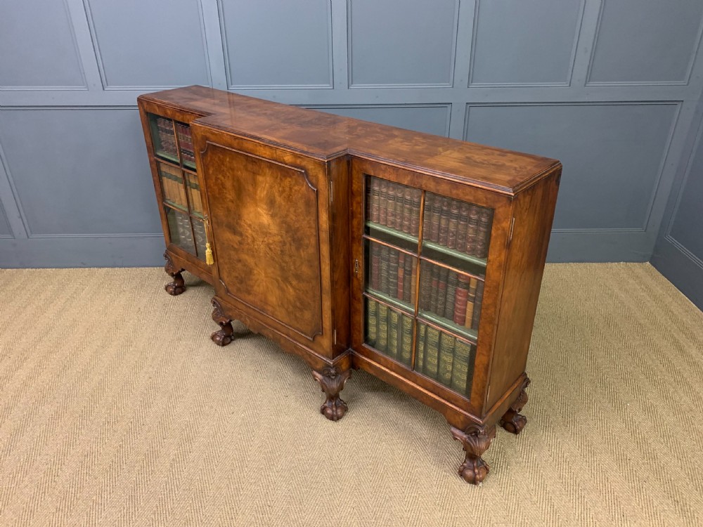 Burr Walnut Breakfront Bookcase View XV