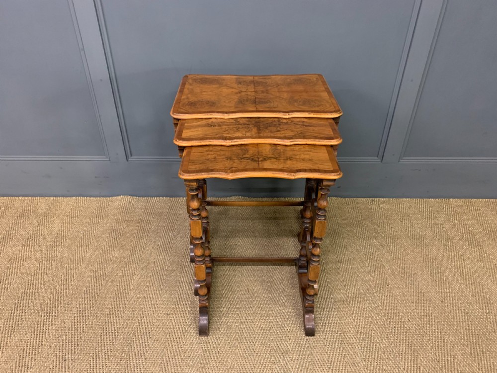 Burr Walnut Nest of 3 Tables View V