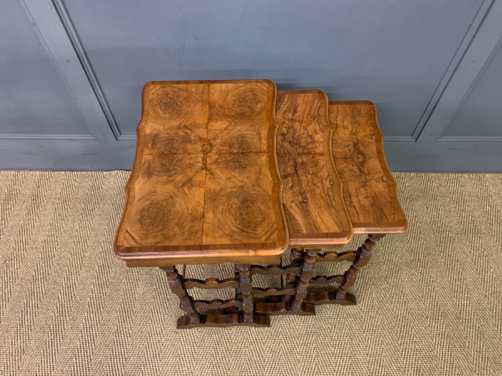 Burr Walnut Nest of 3 Tables View X