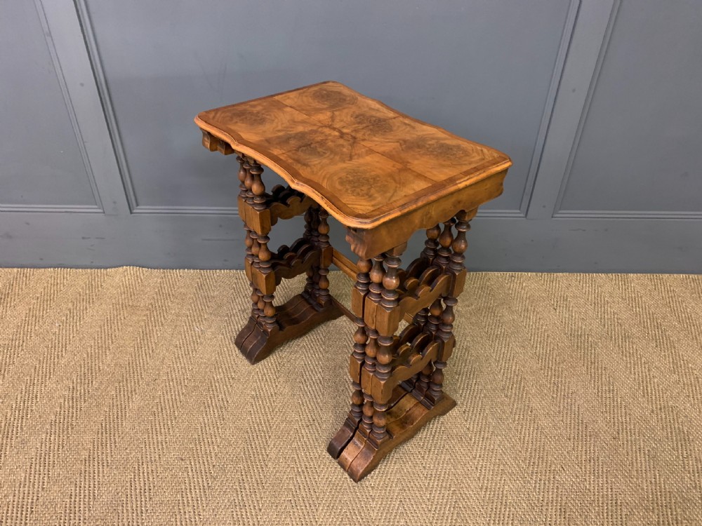 Burr Walnut Nest of 3 Tables View XI