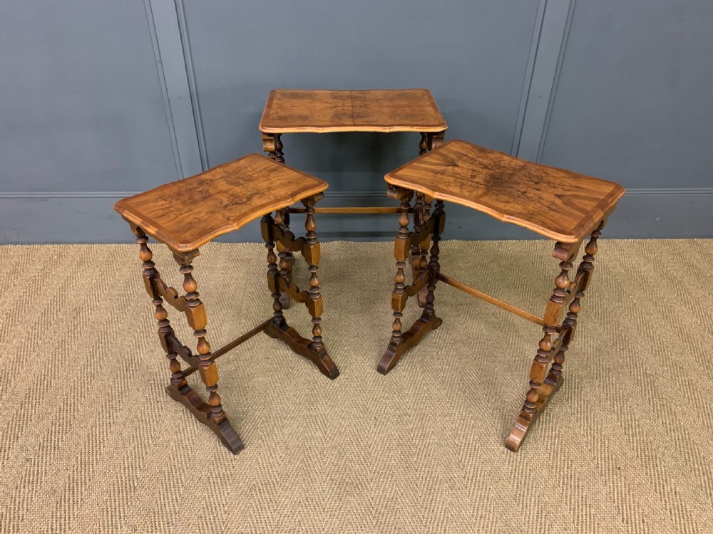 Burr Walnut Nest of 3 Tables View XIII