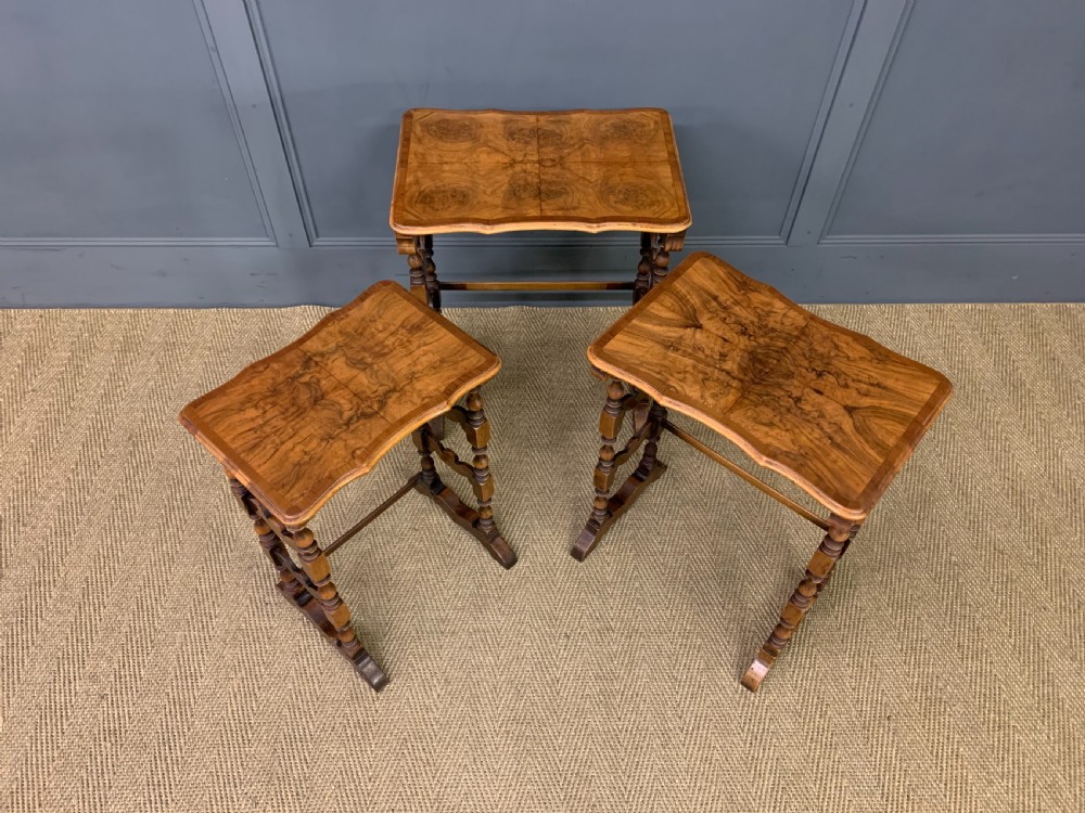 Burr Walnut Nest of 3 Tables View XIV