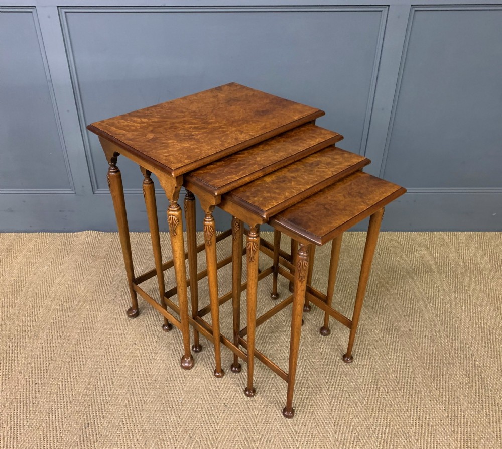Burr Walnut Nest of 4 Tables