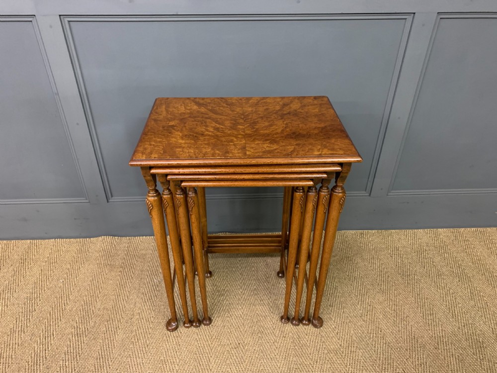 Burr Walnut Nest of 4 Tables View II