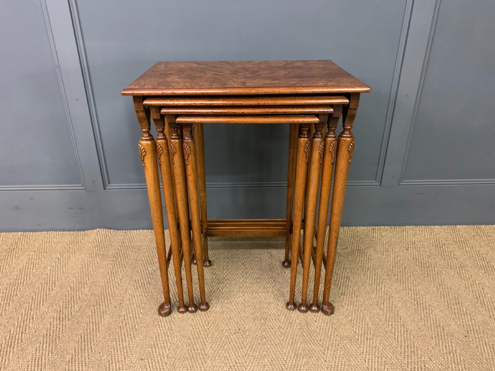 Burr Walnut Nest of 4 Tables View III
