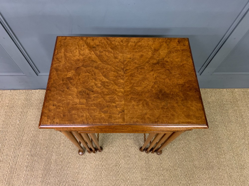 Burr Walnut Nest of 4 Tables View IV