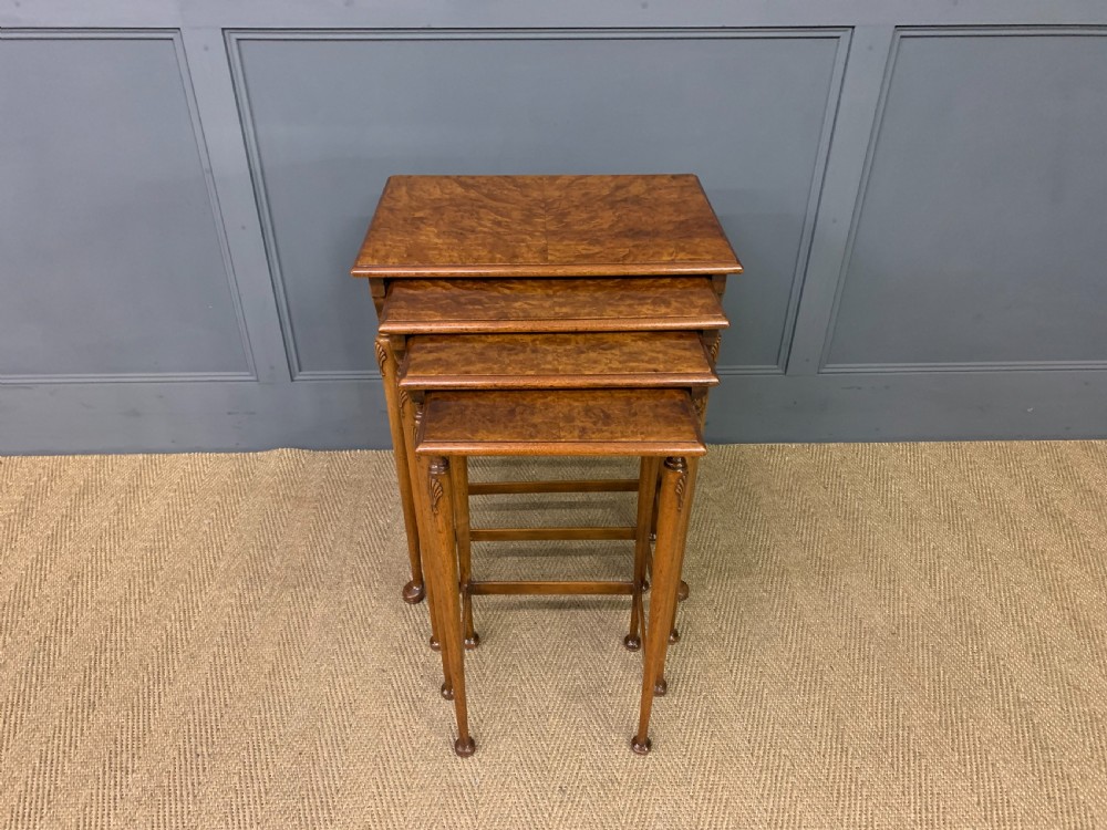 Burr Walnut Nest of 4 Tables View VI