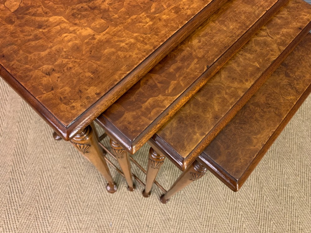 Burr Walnut Nest of 4 Tables View VII