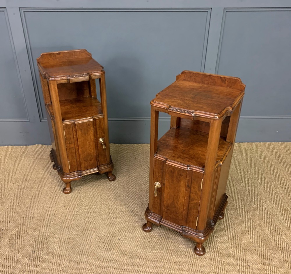 Pair of Burr Walnut Bedside Cabinets
