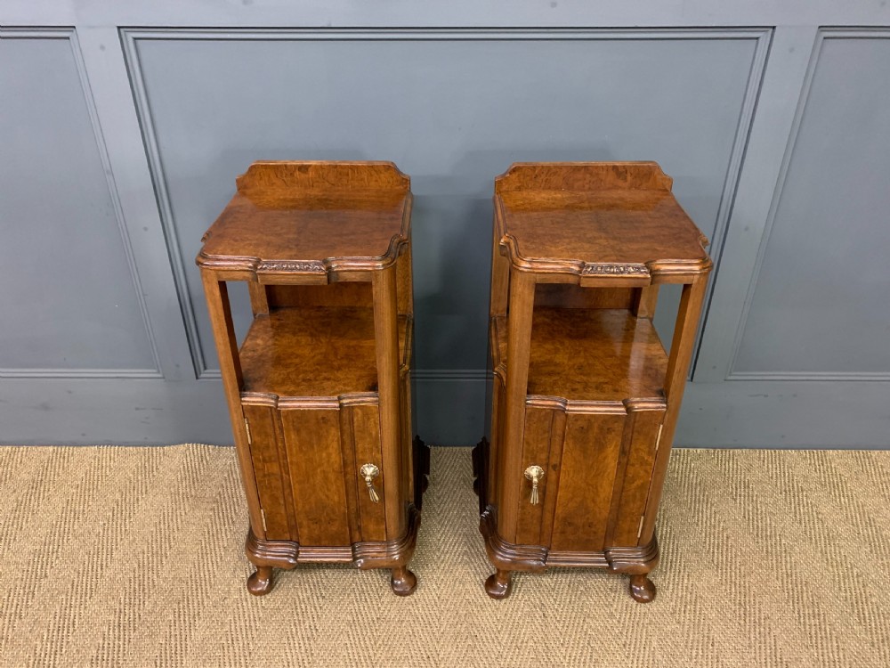 Pair of Burr Walnut Bedside Cabinets View II