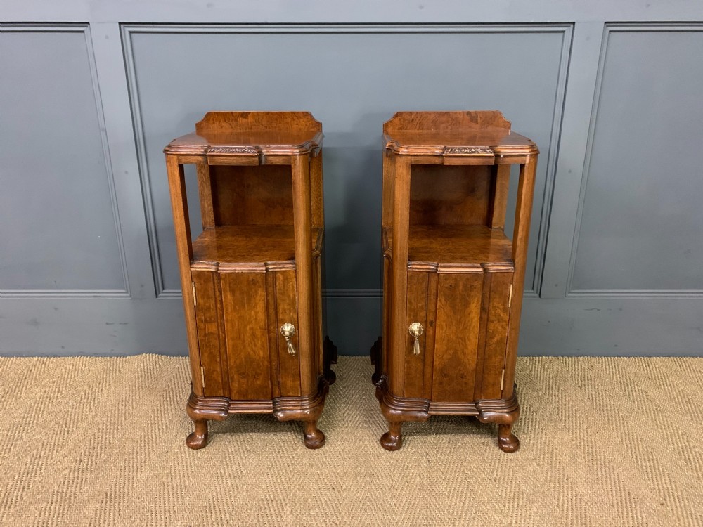 Pair of Burr Walnut Bedside Cabinets View III
