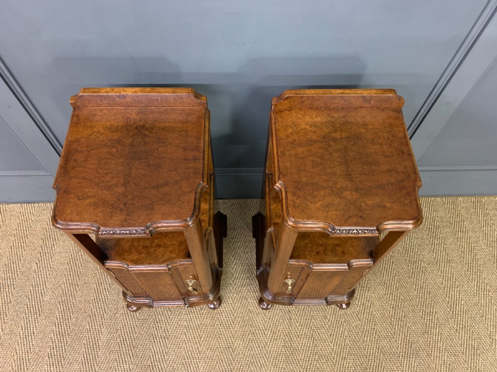 Pair of Burr Walnut Bedside Cabinets View IV