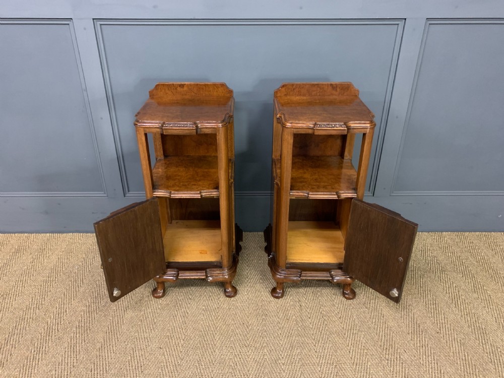 Pair of Burr Walnut Bedside Cabinets View V