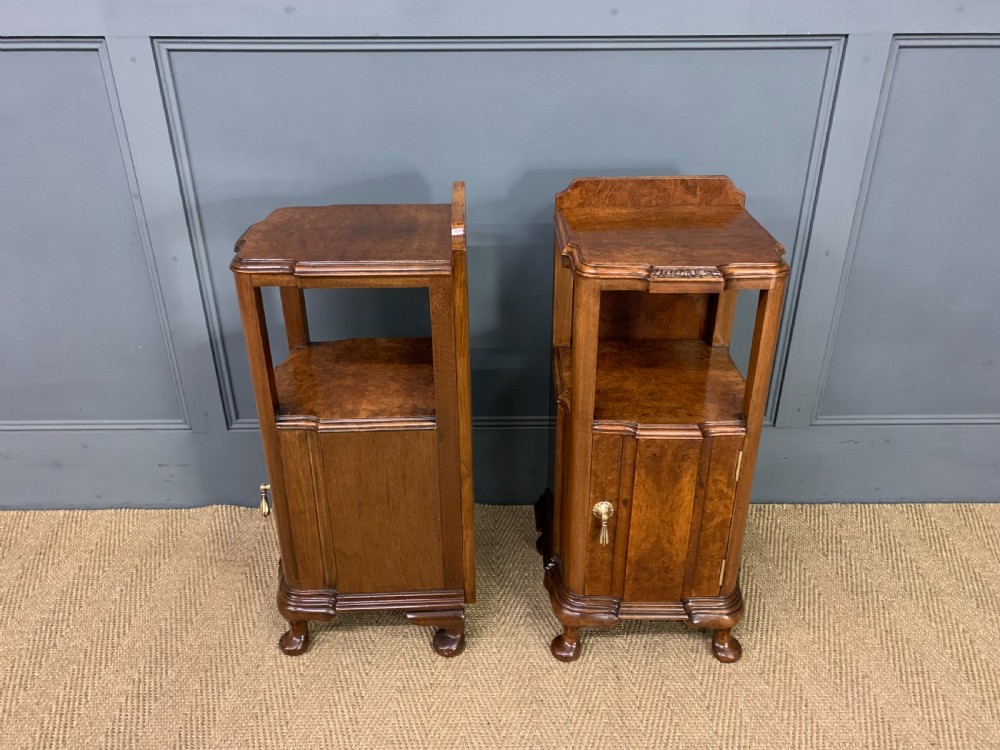 Pair of Burr Walnut Bedside Cabinets View VI