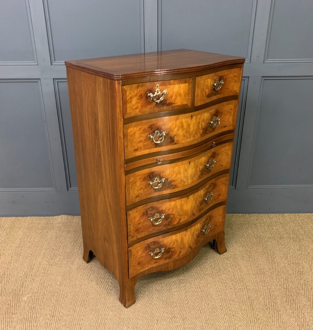 Burr Walnut Serpentine Chest of Drawers