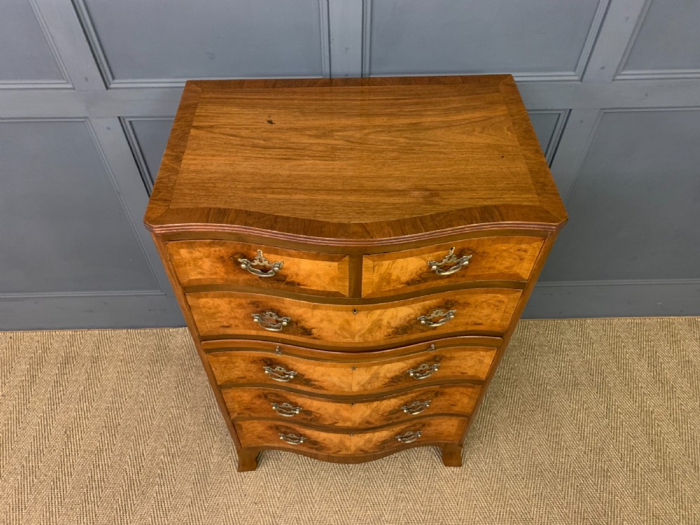 Burr Walnut Serpentine Chest of Drawers View IV