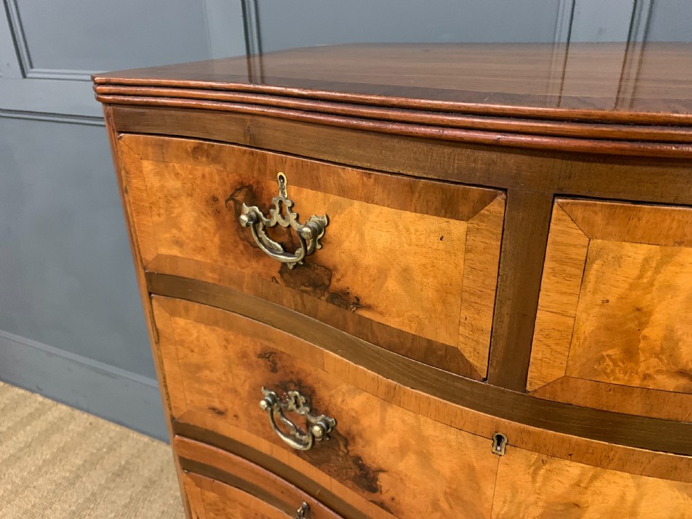 Burr Walnut Serpentine Chest of Drawers View V