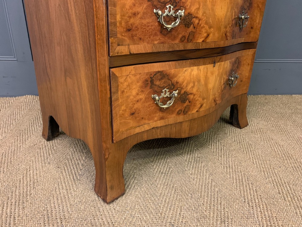 Burr Walnut Serpentine Chest of Drawers View X