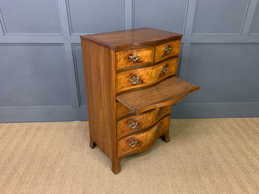 Burr Walnut Serpentine Chest of Drawers View XII