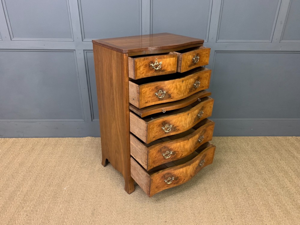 Burr Walnut Serpentine Chest of Drawers View XIII