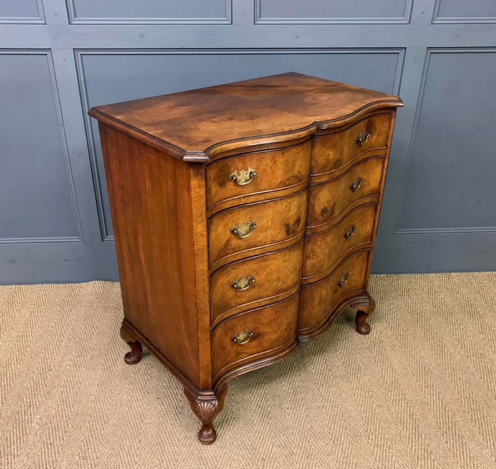 Burr Walnut Serpentine Fronted Chest of Drawers