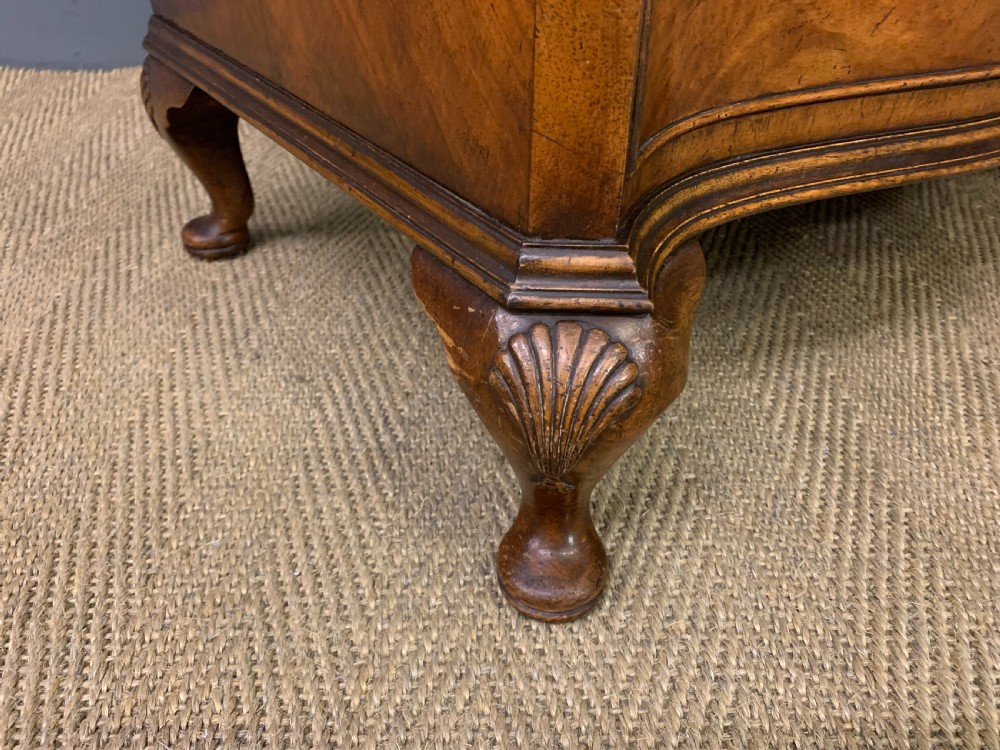 Burr Walnut Serpentine Fronted Chest of Drawers View X