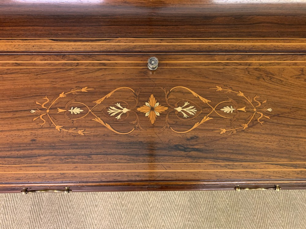 Victorian Inlaid Rosewood Cylinder Top Desk by Jas Shoolbred View V