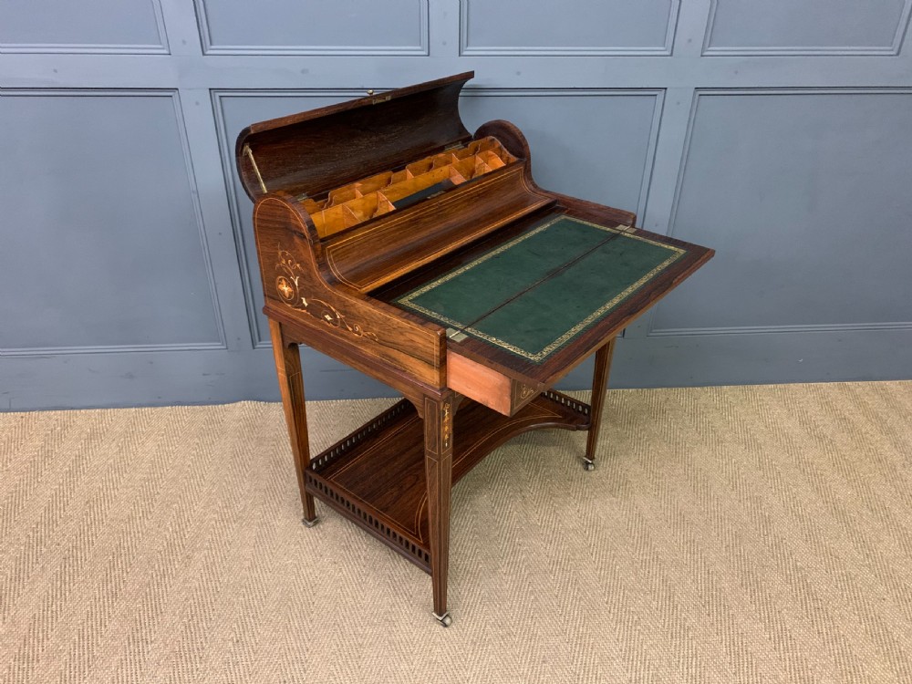 Victorian Inlaid Rosewood Cylinder Top Desk by Jas Shoolbred View XVII