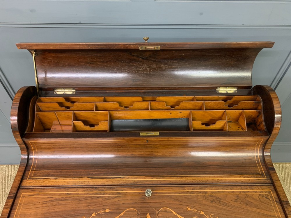 Victorian Inlaid Rosewood Cylinder Top Desk by Jas Shoolbred View XXI