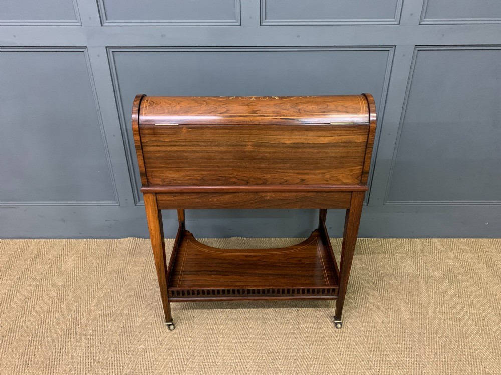 Victorian Inlaid Rosewood Cylinder Top Desk by Jas Shoolbred View XXIII