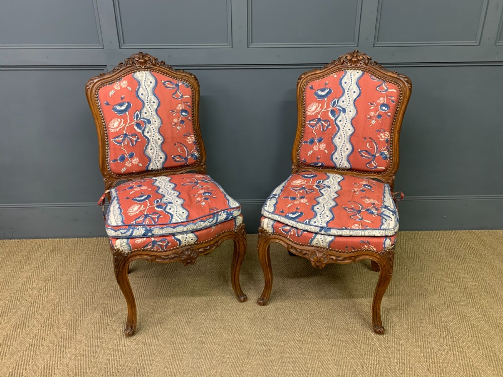 Pair of French Walnut Salon Chairs