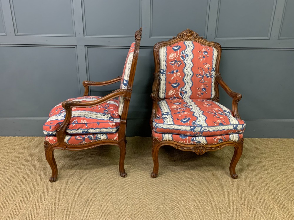 Pair of French Walnut Armchairs View V