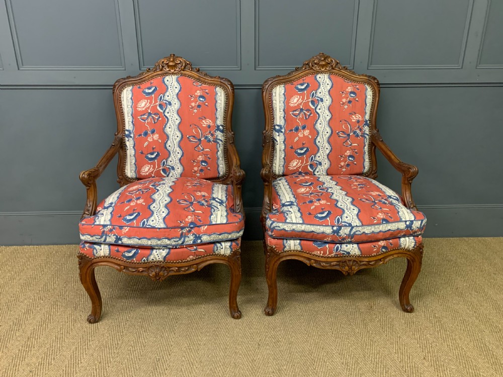 Pair of French Walnut Armchairs View VII