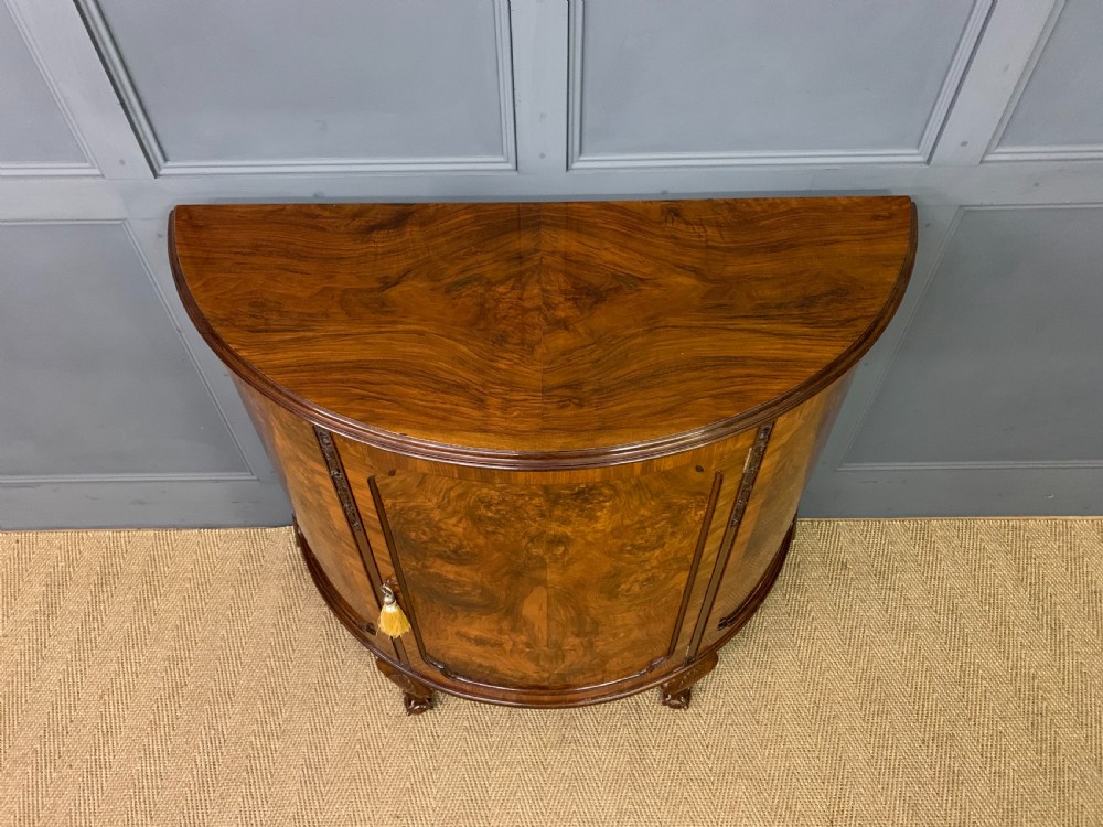 Burr Walnut Demi Lune Commode View III