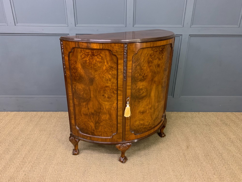 Burr Walnut Demi Lune Commode View VII